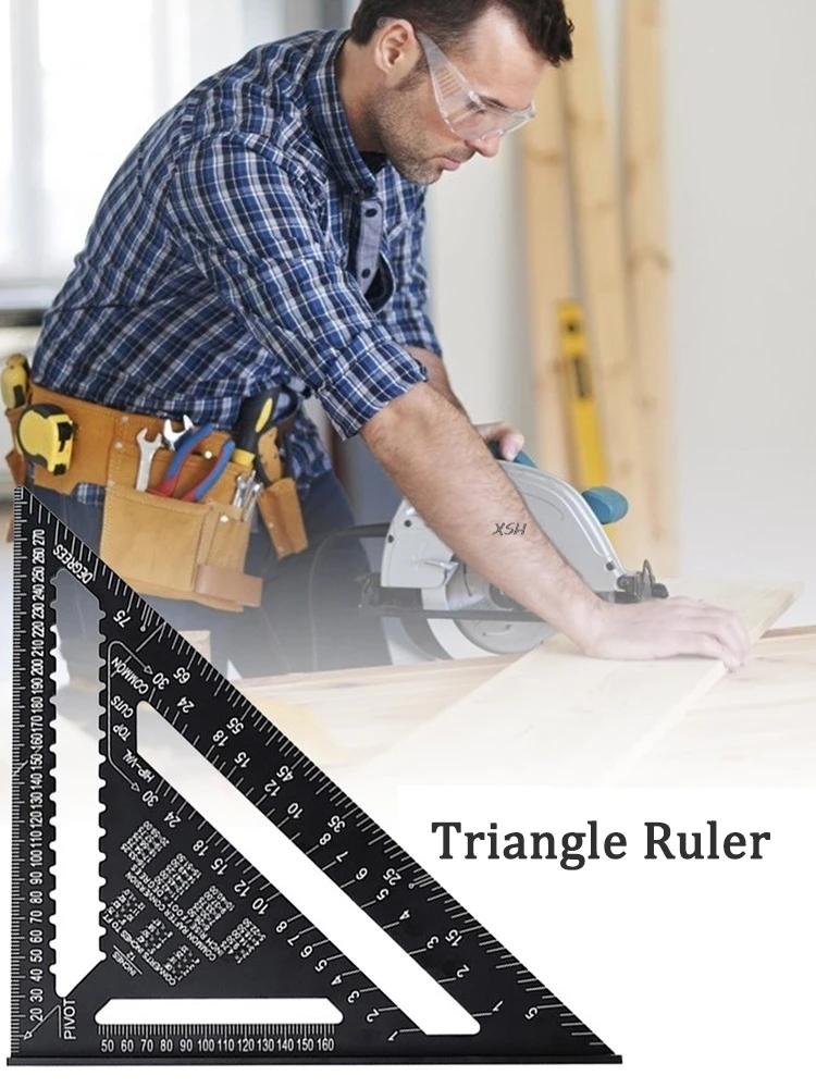 7/12 inch Triangle Ruler 90 Degree Square Ruler Woodworking Measurement Tool Carpenter Square Tools Angle Protractor