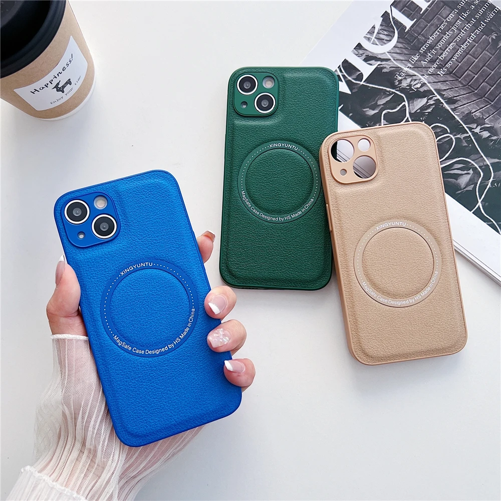 Luxury Business Leather Magnetic Phone Case For iPhone 13 Pro Max 12 11 For Magsafe Wireless Charging Shockproof Soft Back Cover iphone 12 pro max portable charger