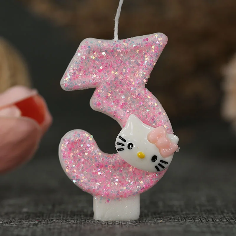 thumbnail image 1 of Sanrio Hello Kitty Kuromi Number Birthday Candle Cinnamoroll Digital Candles Birthday Cake Decoration Anniversary Party Candles, 1 of 5