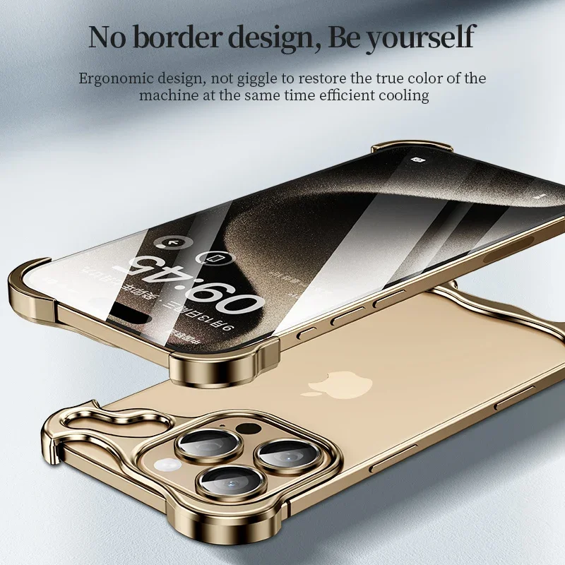 Irregular Metal Bumper Shockproof Phone Case with Lens Film Protection