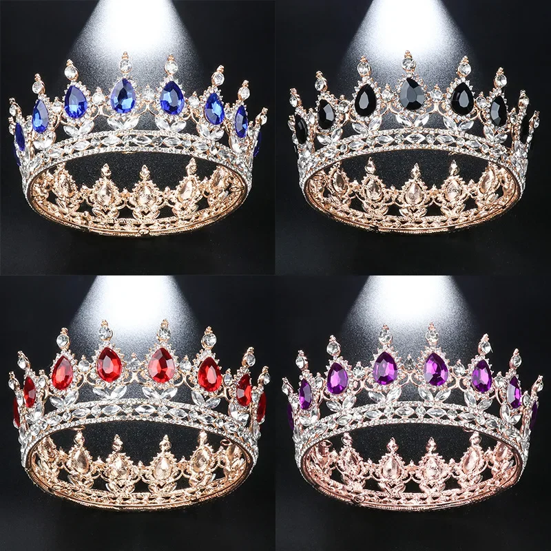 Royal Queen King Crown Crystal Wedding Crown Diademi Da Sposa E Corone Pageant Headdress Bride Hair Jewelry