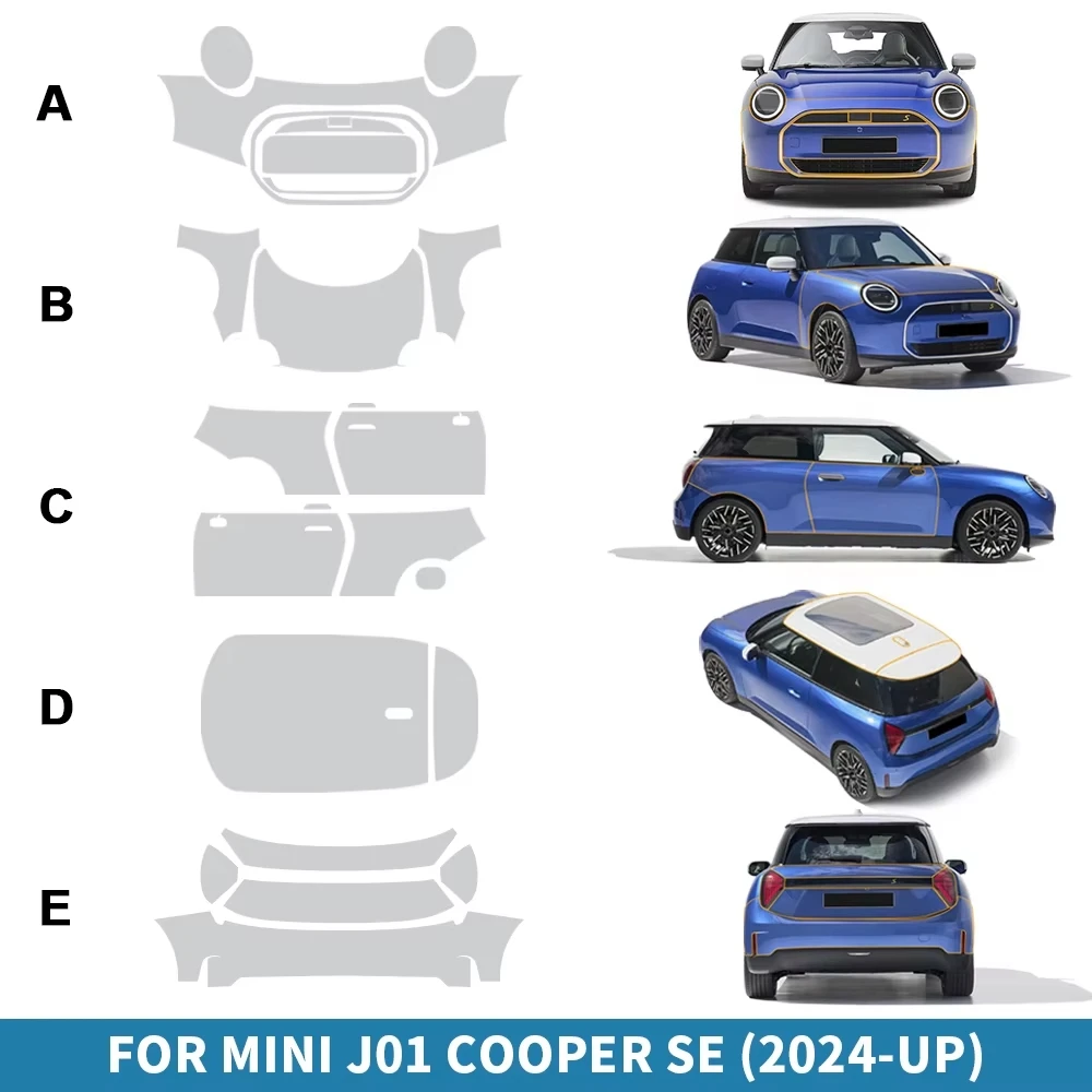 Film Protection Peinture Mini Cooper J01 EV E SE 2024-2025, PPF TPU Transparent Sur Mesure