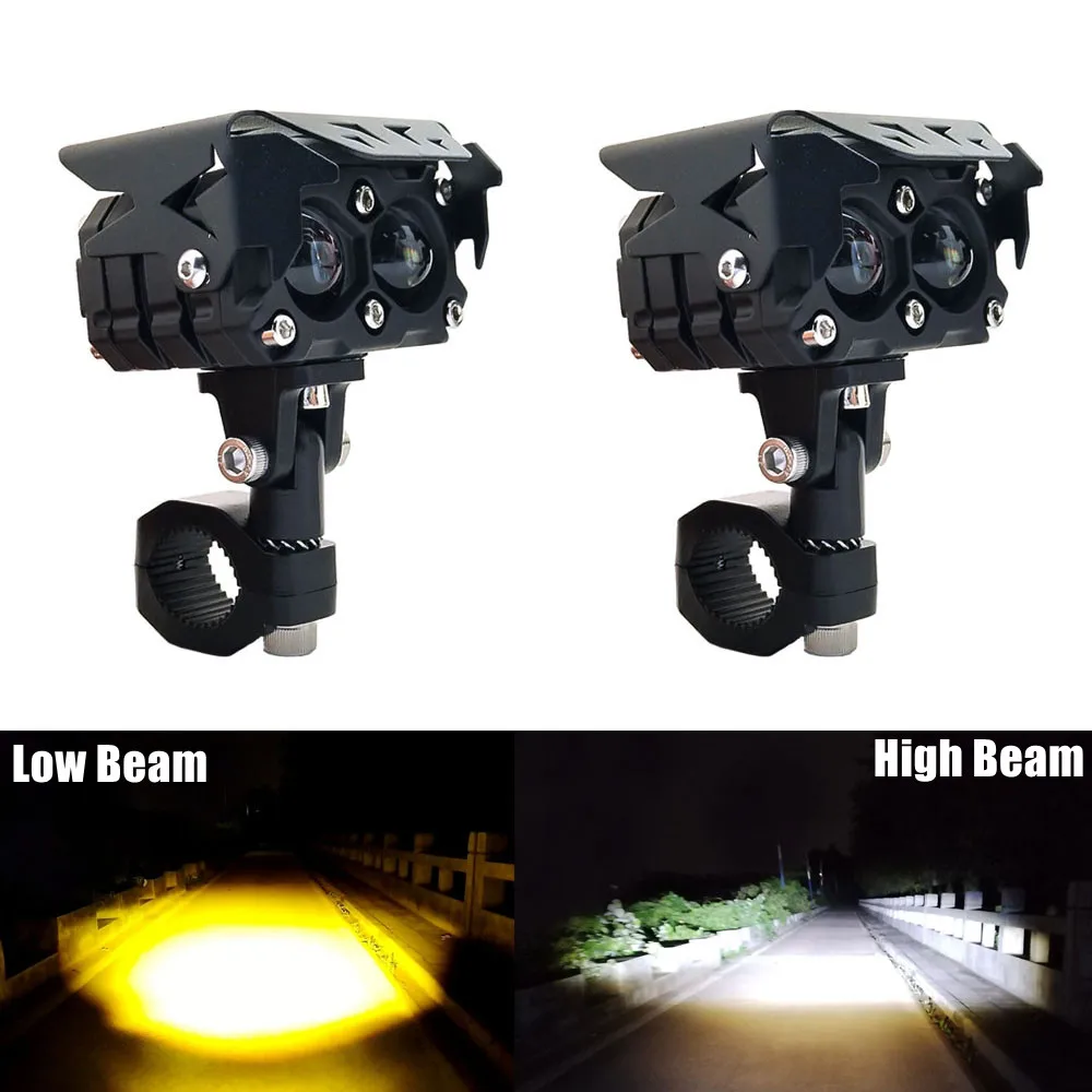 Moto Rcycle Led Spotlight Faro Dual Color Hi/Low Beam Led Fendinebbia Farol Ausiliario Moto Lampada Per Bmw R1200Gs F800 F700Gs.