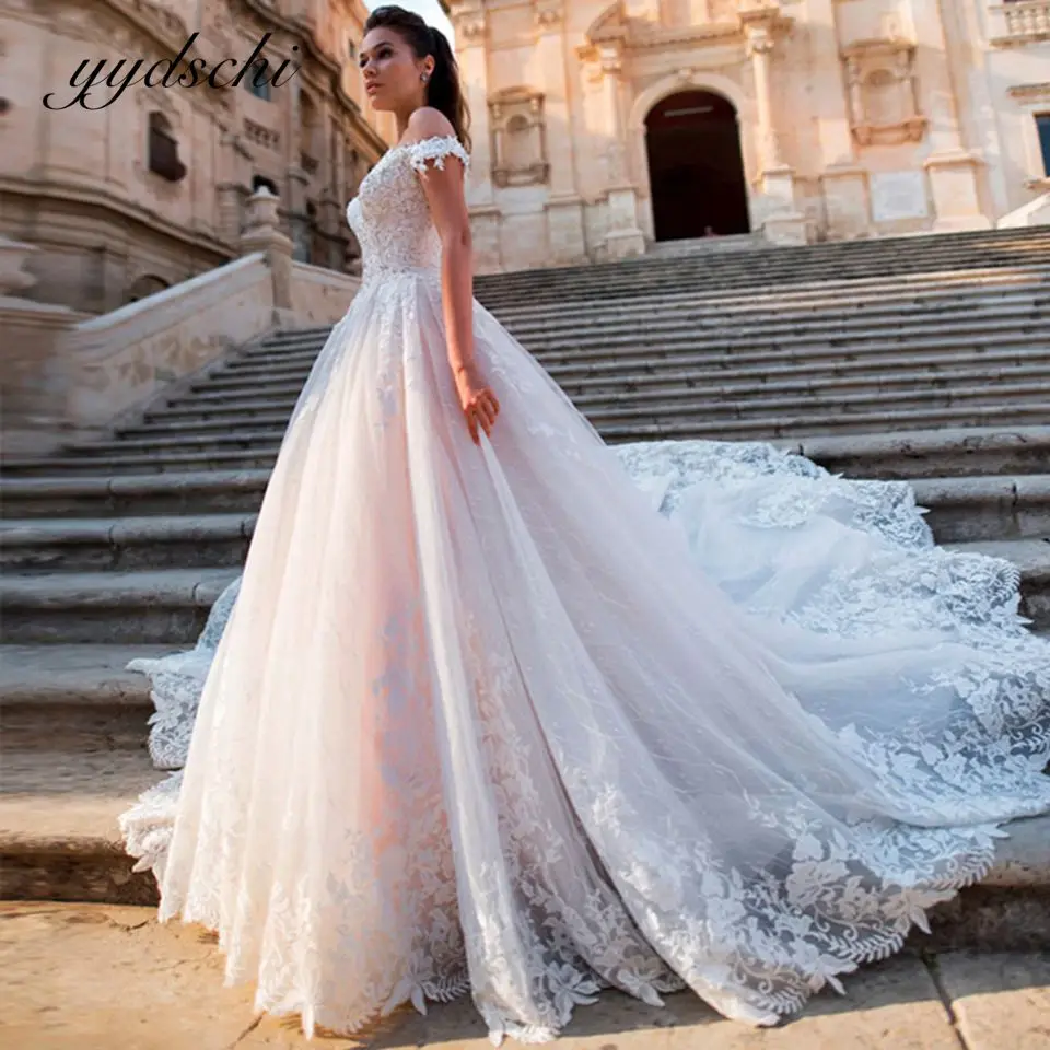 

Off The Shoulder Sweetheart Wedding Dresses 2022 Tulle Lace Appliques A-Line Luxury Bridal Gown Floor Length Vestido De Novia