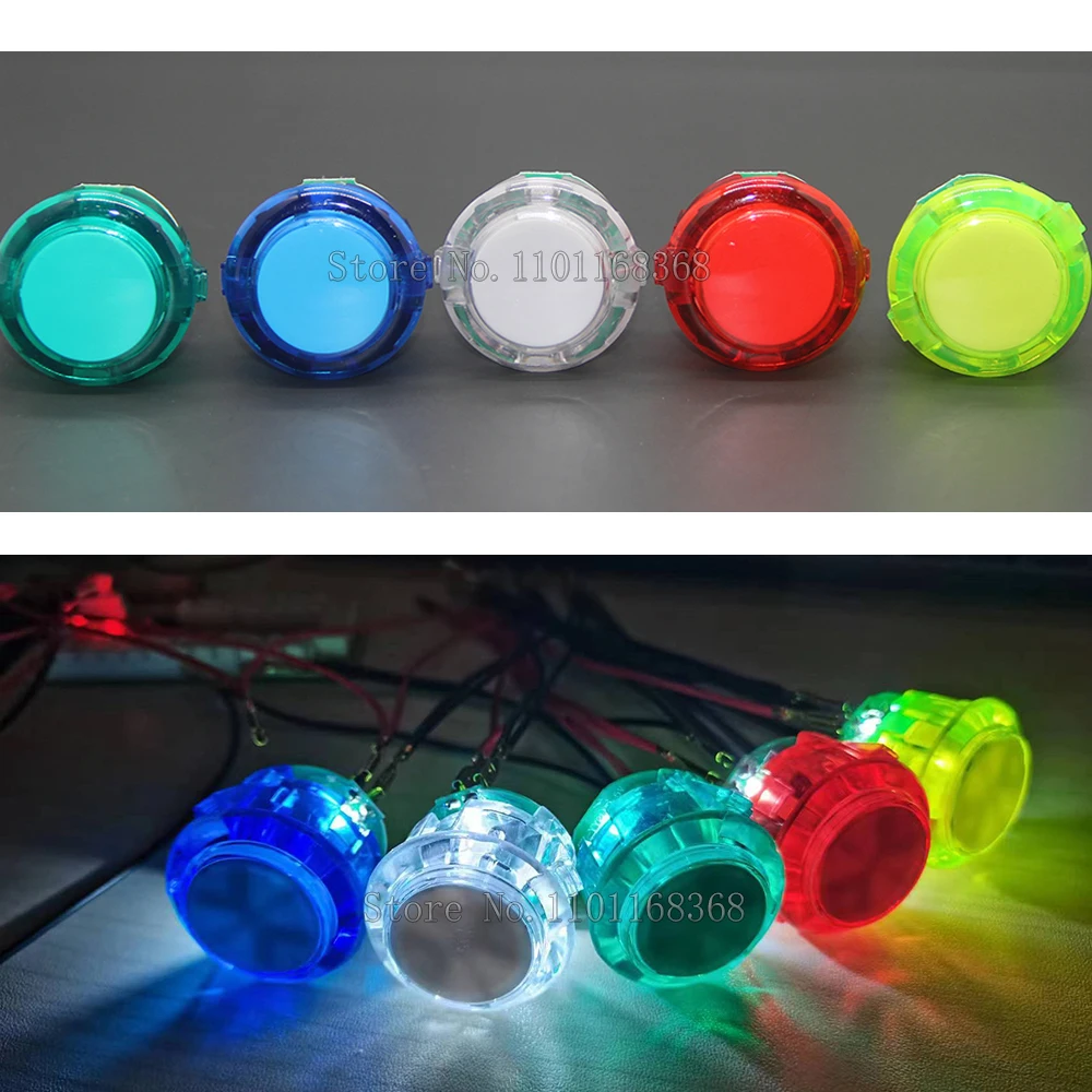 Arcade Button Mit LED - 30mm Translucent Rot Für Arcade Projekte