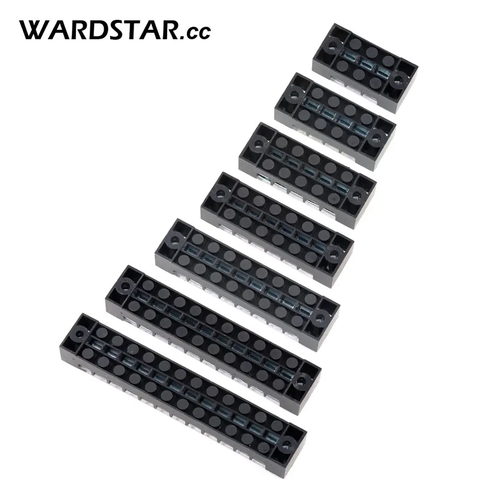 3/4/5/6/8/10/12 Positions 600V 15A Dual Rows Covered Barrier Screw Terminal Block Strip wire connectors din rail terminal block
