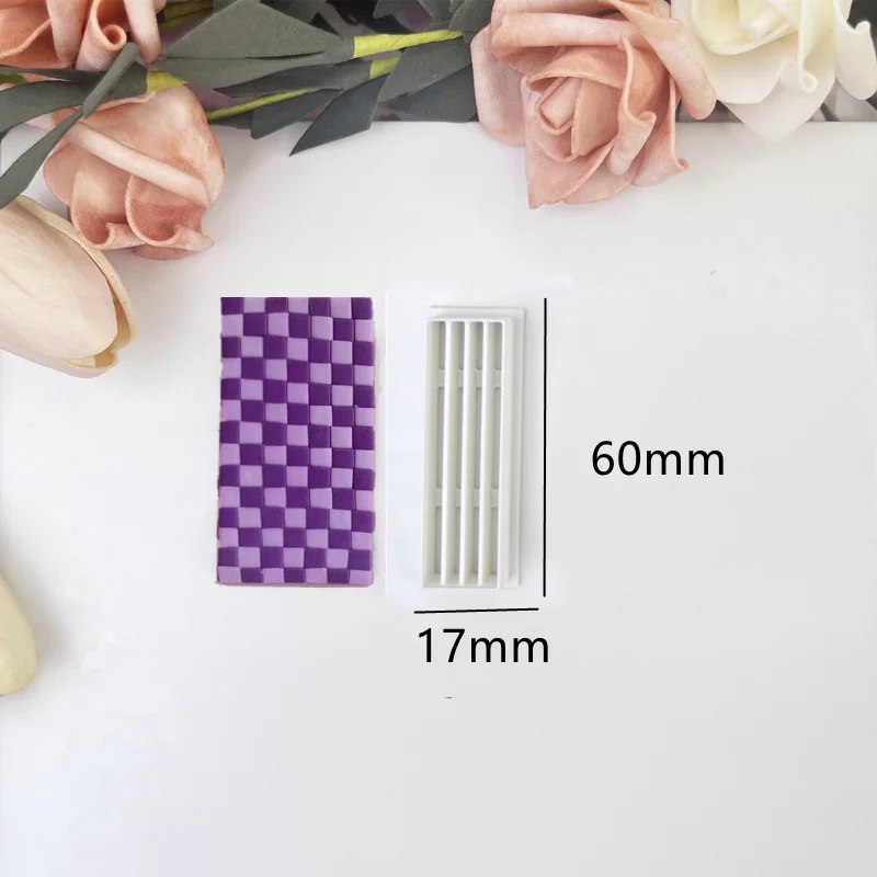 Checkerboard Polymer Clay Bar Cutting Mold Soft Pottery Cutters DIY Lattice Stripe Ceramics Earring Pressed Lines Making Tools polymer clay cutter