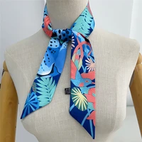 2024 Brand Design Leopard Twill Silk Scarf Luxury Scarf Women Foulard Skinny Bag Scarves Neckerchief Fashion Hair Headband - Image 2