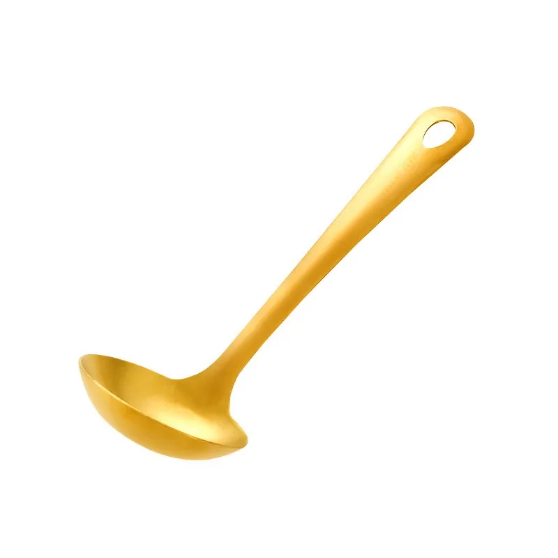 Stainless Steel Cutlery Set Kitchen Utensil Cooking Spatula Korean Golden Soup Spoon Hot Pot Spoon