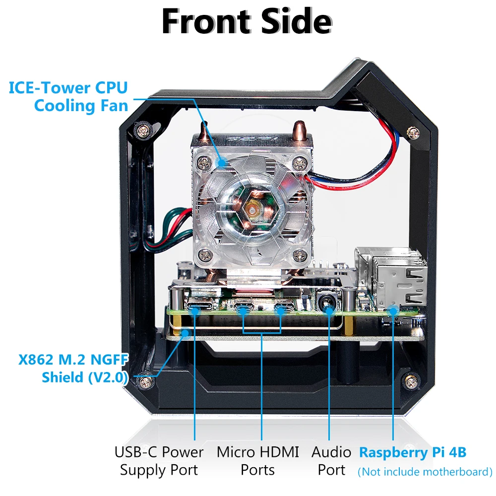   4B  ̴ Ÿ NAS ŰƮ, ִ 2TB M.2 SATA SSD ,   л, OLED ũ ÷