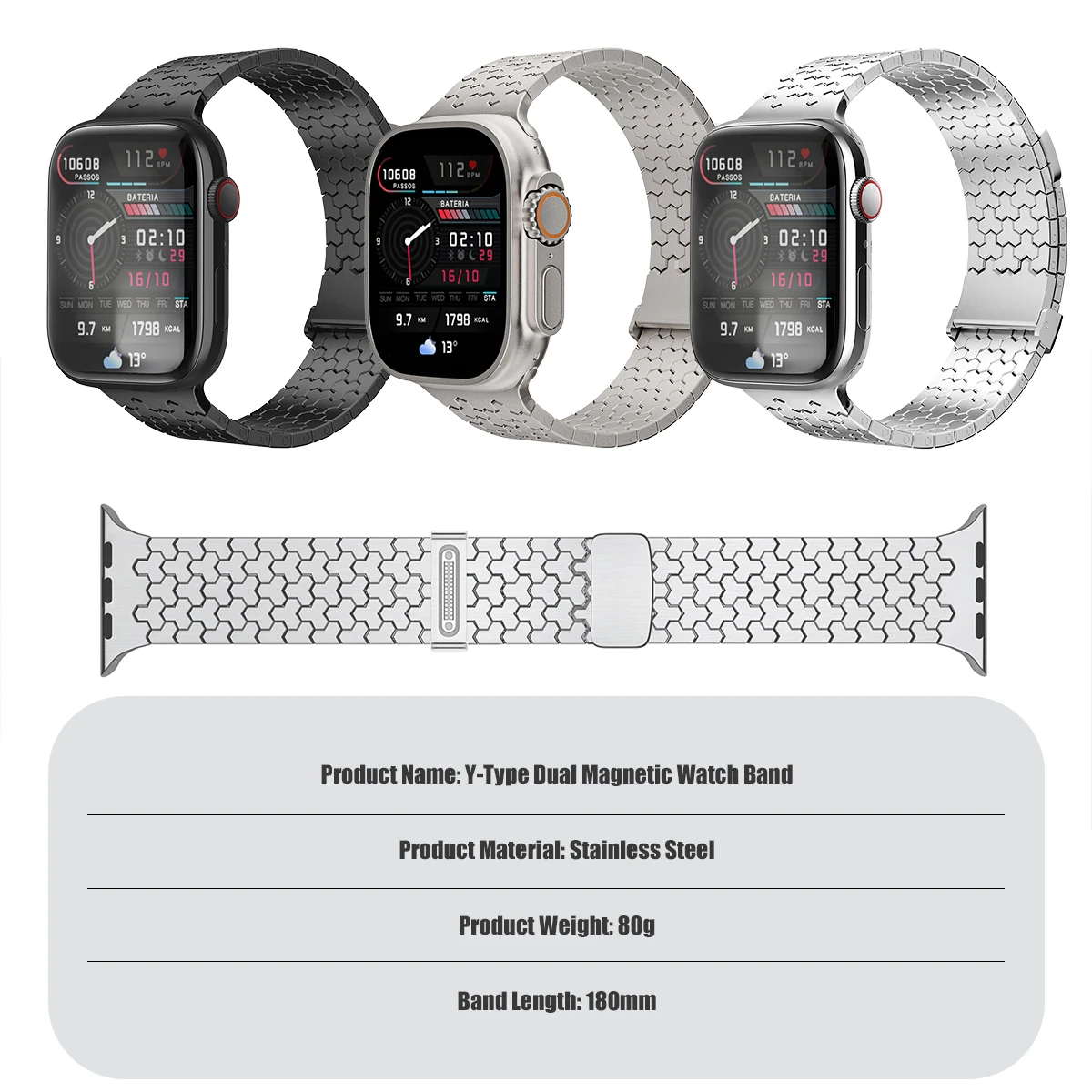 Elegant Stainless Steel Magnetic Watch Band