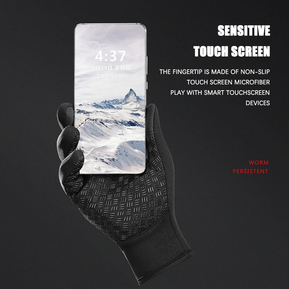 Winter Men's Gloves Warm Touchscreen Sport Fishing Splash-proof Skiing Cycling Snowboard Nonslip Zipper Women Gloves 3