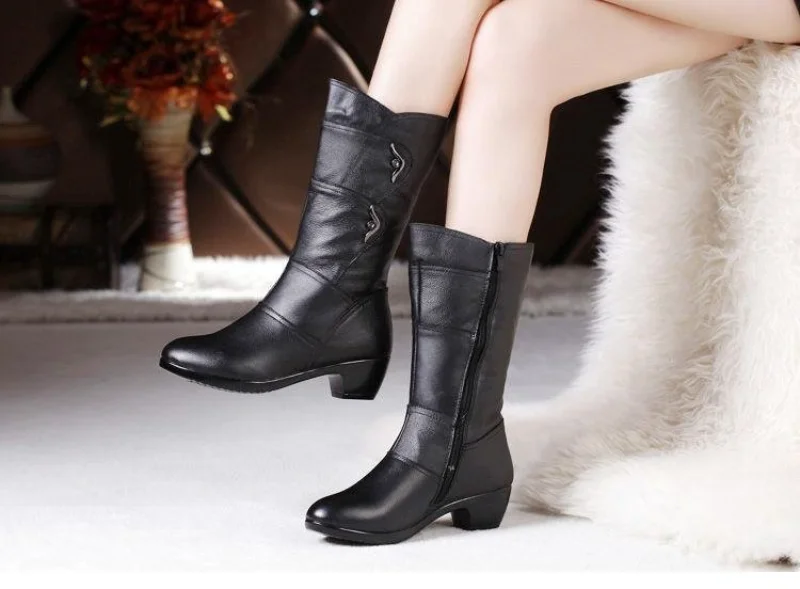 New Black Sexy Knee height Boots For Women High Heels Shoes Ladies Thigh High Boots Autumn Winter Long Boots Female Shoes