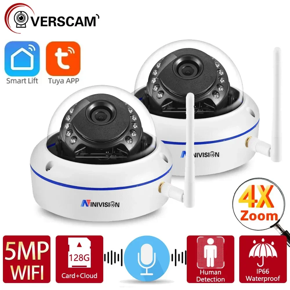 5MP Wireless IP Security Tuya Smart Life Camera 4X Zoom Outdoor Street Wifi CCTV Dome Camera Video Surveillance Camera 1080P