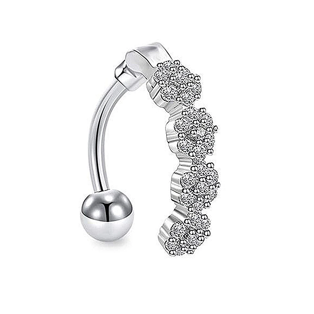 Piercing Ombelico In Acciaio Chirurgico Argento Con Cristallo - 14G 10mm - 2 Pezzi Per Pancia - Foto 10