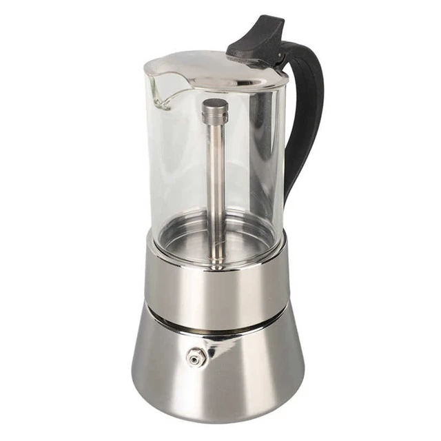 Moka Induction Stovetop Espresso Maker,Crystal Glass-top