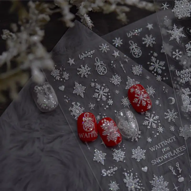 Exquisite Christmas Snowflakes Crystal Ball Nail Art Stickers DIY Nail Art Decoration Nail Accessories New Year Manicure Decals