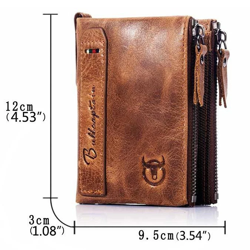 Men fashion Genuine Leather Zipper Men Wallet Vintage Mens Small Wallet Short Design Cowhide Leather Coin Purse Card Holder