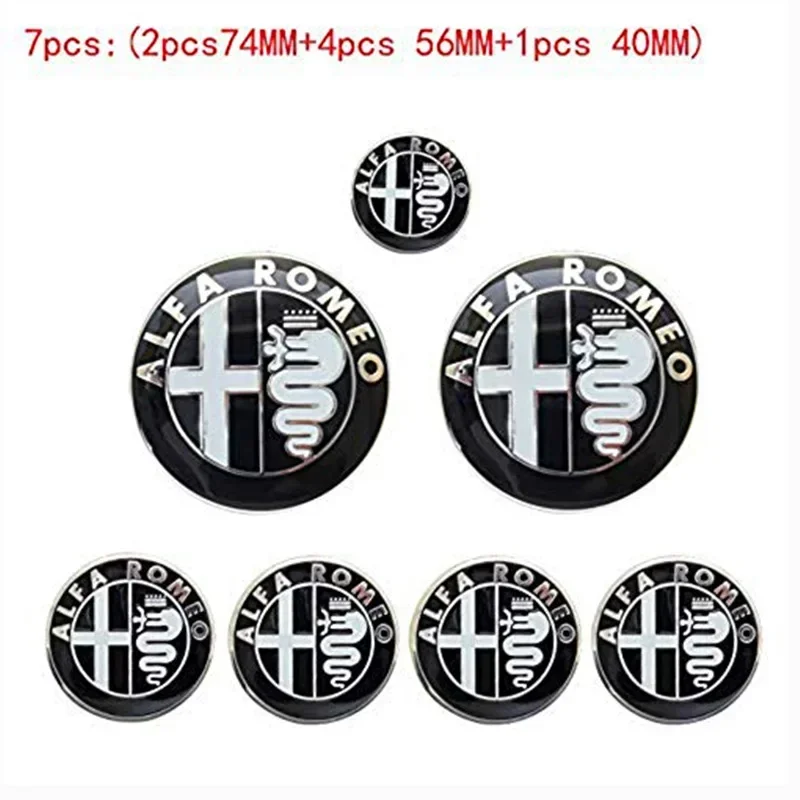 Alfa Romeo Car Badge and Emblem Sticker Set for Hood, Trunk, and Steering Wheel