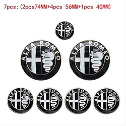 Alfa Romeo Car Badge and Emblem Sticker Set for Hood, Trunk, and Steering Wheel (7pcs)