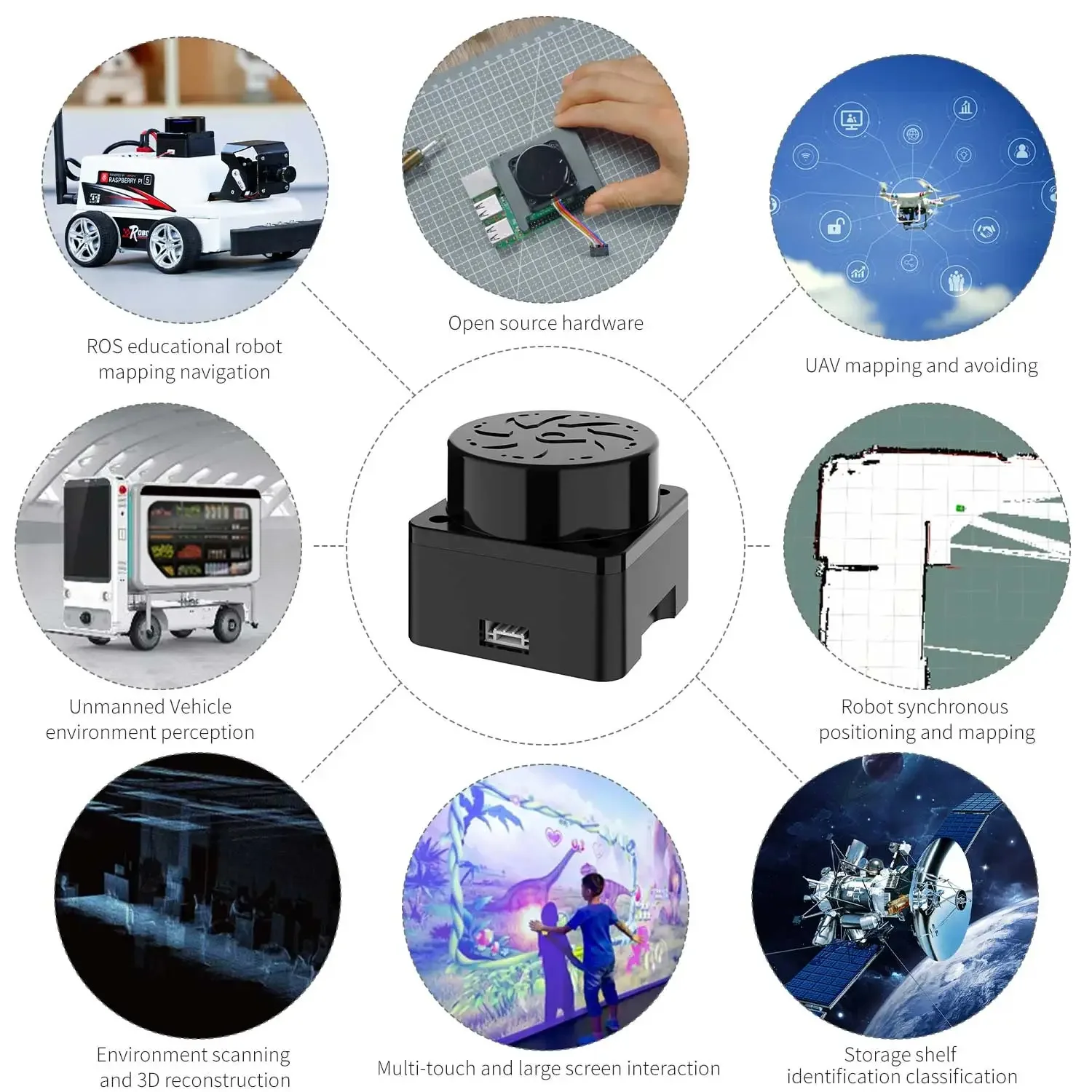 EAI YDLIDAR T-mini Plus Lidar Sensor Kit TOF ROS Robot SLAM Navigation 360° 12m Distance Scanner Module Support ROS1 and ROS2 6