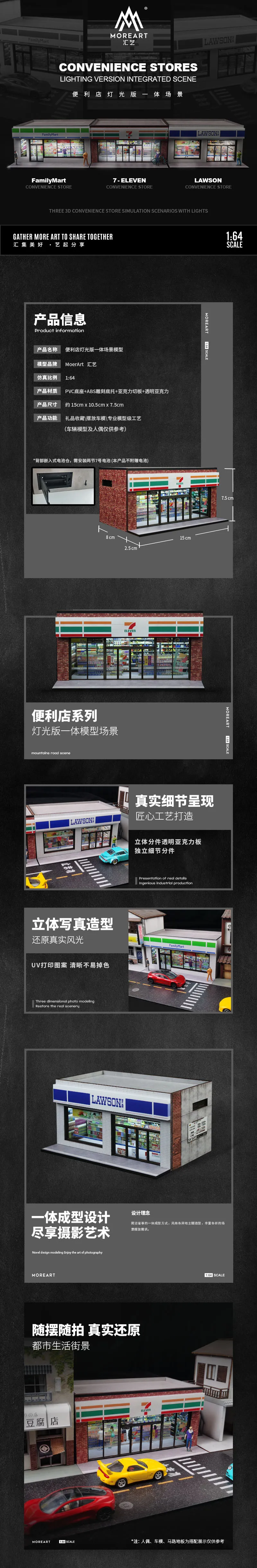 MoreArt 1:64 Supermarket street scene Diorama Shooting Props Miniature Landscape 