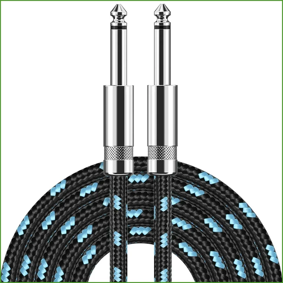 Premium Black Right Angle to Straight Instrument Cable - 10/20ft for Electric Guitar and Bass