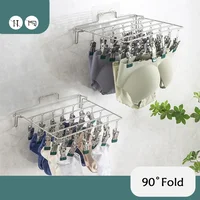 4mm Fold Stainless Steel Windproof Clothespin Laundry Hanger Clothesline Sock Towel Bra Drying Rack Clothes Peg Hook Airer Dryer 2