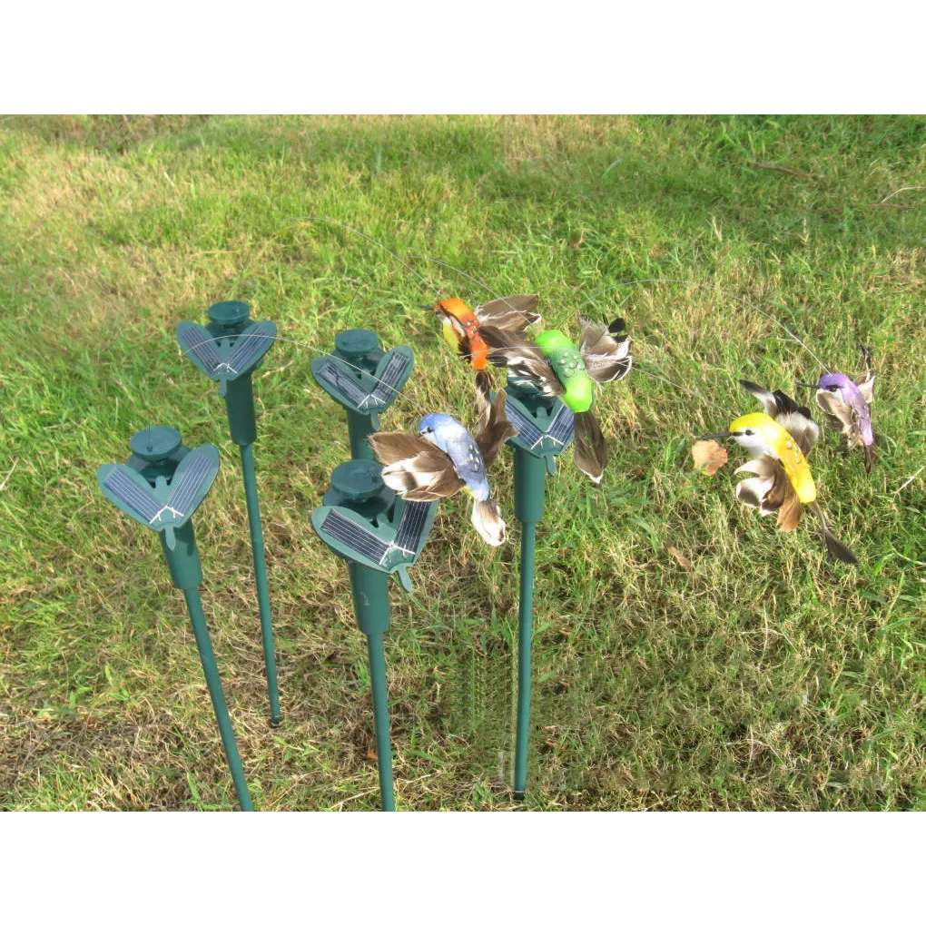 Garden Decoration Artificial Feather Bird Decoration Creative Solar Auto Flying Hummingbird Artificial Feather Simulated Birds Indoor Outdoor Garden Decor Ornament for Farmland