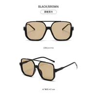 Lunettes de soleil surdimensionnées Punk à monture carrée pour femmes et hommes, rectangulaires de voyage, de marque, de plage, nuances noires 6