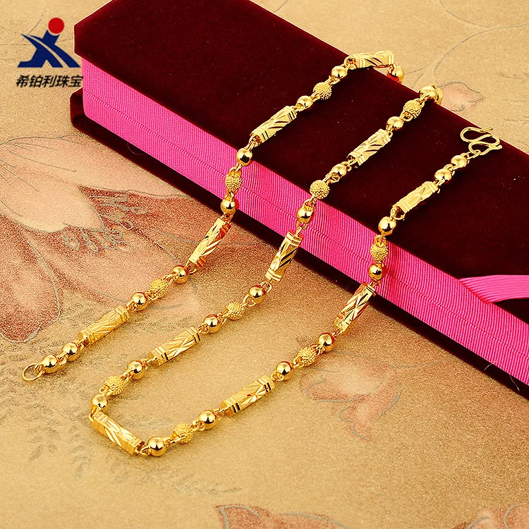 

Simple Male 18k Gold Necklace Hexagonal Buddha Bamboo Chain Fine Jewelry Clavicle Necklaces for Men Boyfriend Birthday Gifts