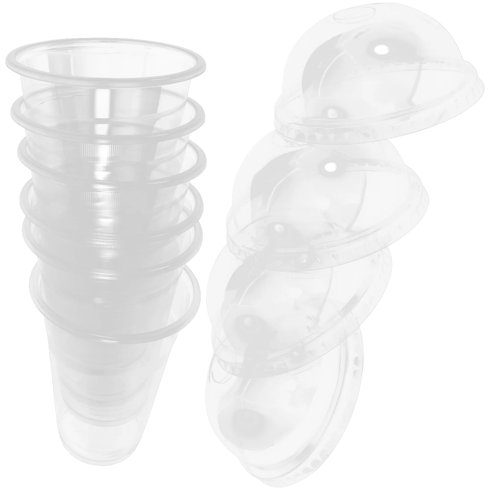 

50 Sets of Cold Drinks Cups Disposable Plastic Cups Juice Cups Milk Tea Cups Clear Cups with Lids
