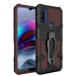 Durable Shockproof Protective Case - Black Grey for Moto G Power 2021 (Brown)
