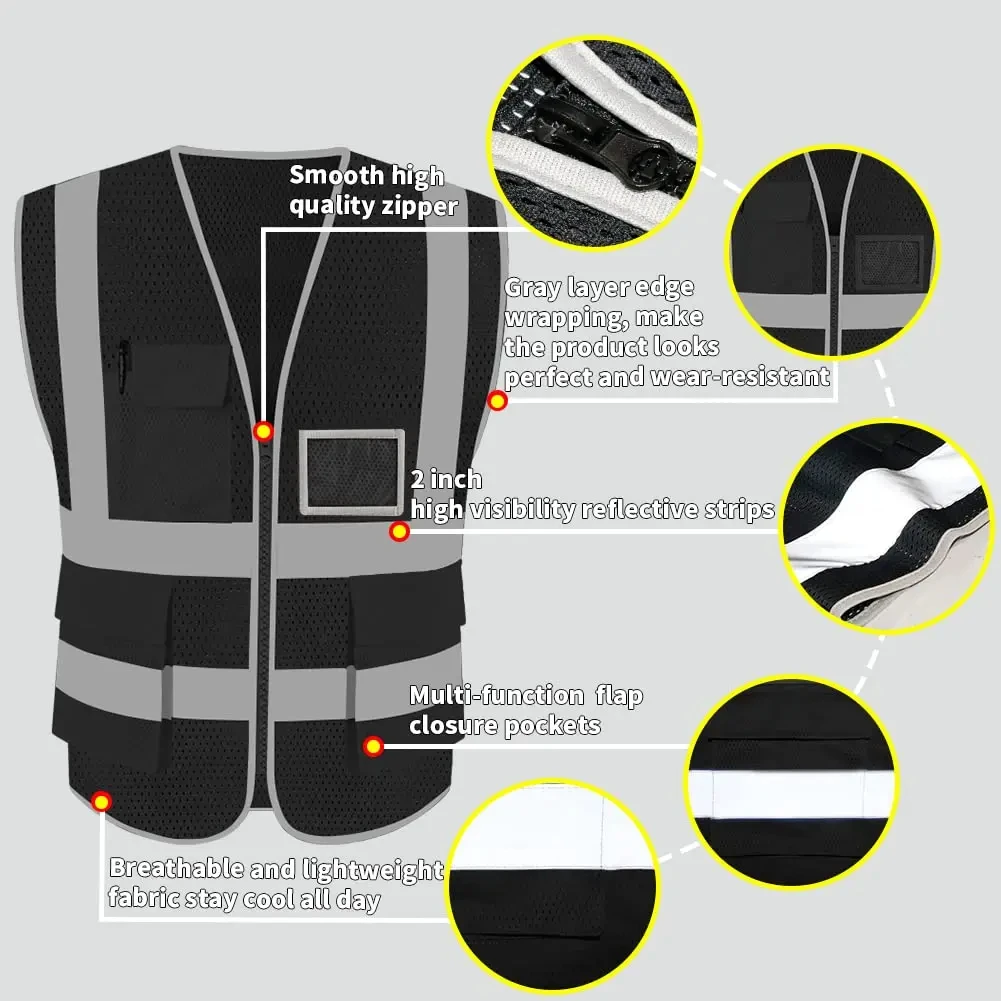 

High Visibility Signal Vest Work Safety Jacket Reflective Safety Vest To Work For Men Luminous Vest Fluorescent