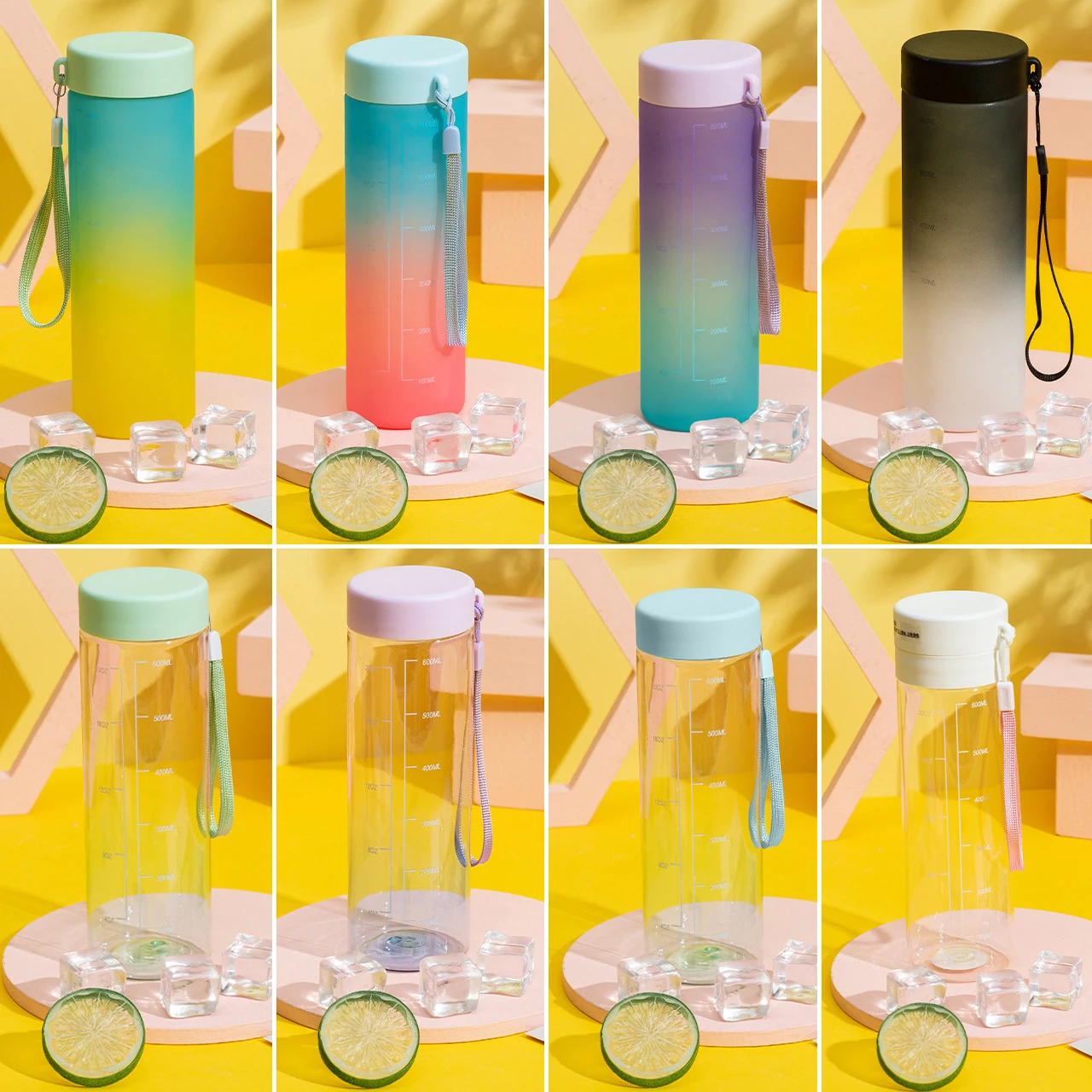 

Модная бутылка для воды, мотивирующая Питьевая Бутылка, спортивные бутылки для воды с маркером времени, наклейки, портативные многоразовые пластиковые чашки