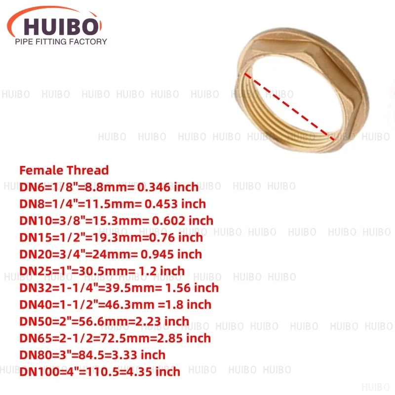 Brass Hex Lock Nuts Pipe Fitting Flange nut 1/8" 1/4" 3/8" 1/2" 3/4" 1" BSP Female Thread Hexagonal shank cap