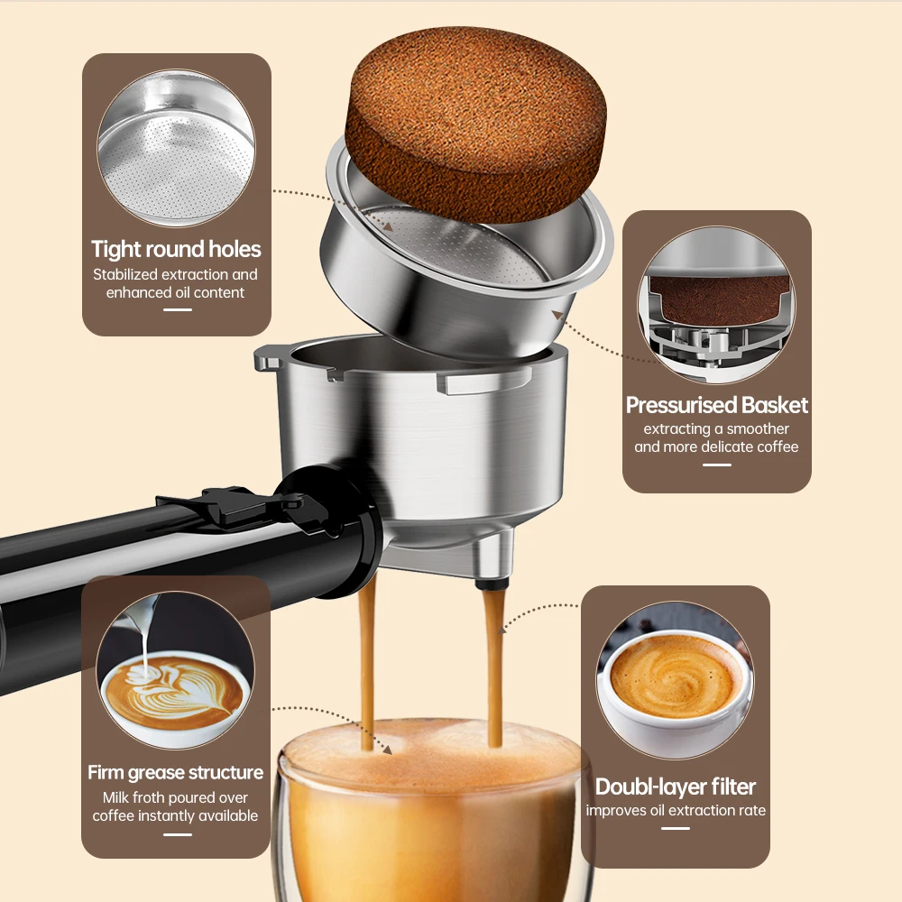 ماكينة صنع القهوة CafeLffe كافتيرا 20 بار إينوكس ش...