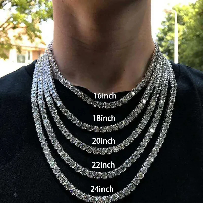 2025 New Unisex Hip Hop Moissanite Tennis Chain for Women Original 925 Sterling Silver Gold Man Moissanite Bracelet Chain Hiphop 4