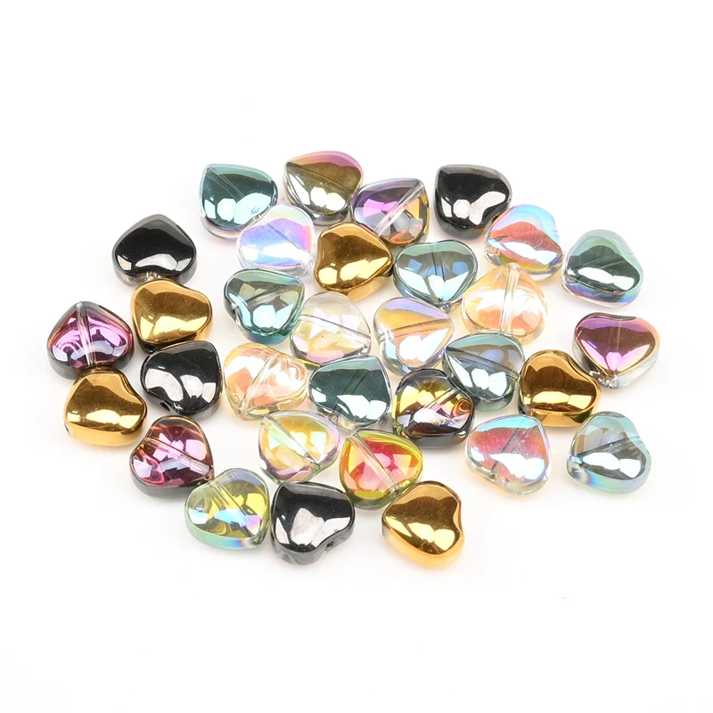 30 Stück 10 mm Pfirsich-Herz, glänzende Farben, Kristallglasperlen, Herzform, Charm-Perlen für Halskette, Armband, Ohrringe, DIY-Schmuckherstellung – Detail 4