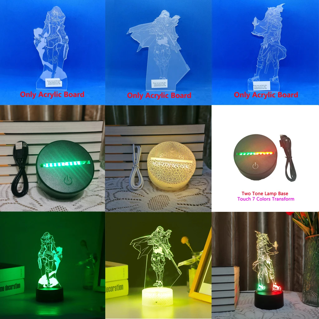 

Valorant Acrylic Sheet Figure Board Viper Omen 3D Led Night Light Base For Kid Anime Lamp Child Room Decor Illusion Gift Yoru