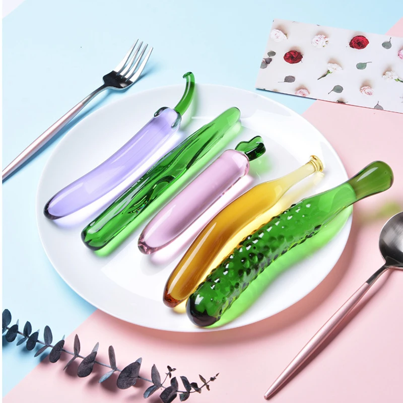 Glass Fruit Vegetable Dildo Realistic Vibrator For Women_voghion.com