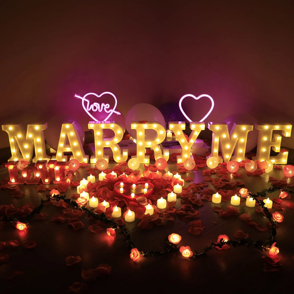 

Led 3D English Letter Night Light Marry Me Marriage Proposal Night Lamp Wall Hanging Creative Wedding Party Outdoor Indoor Decor