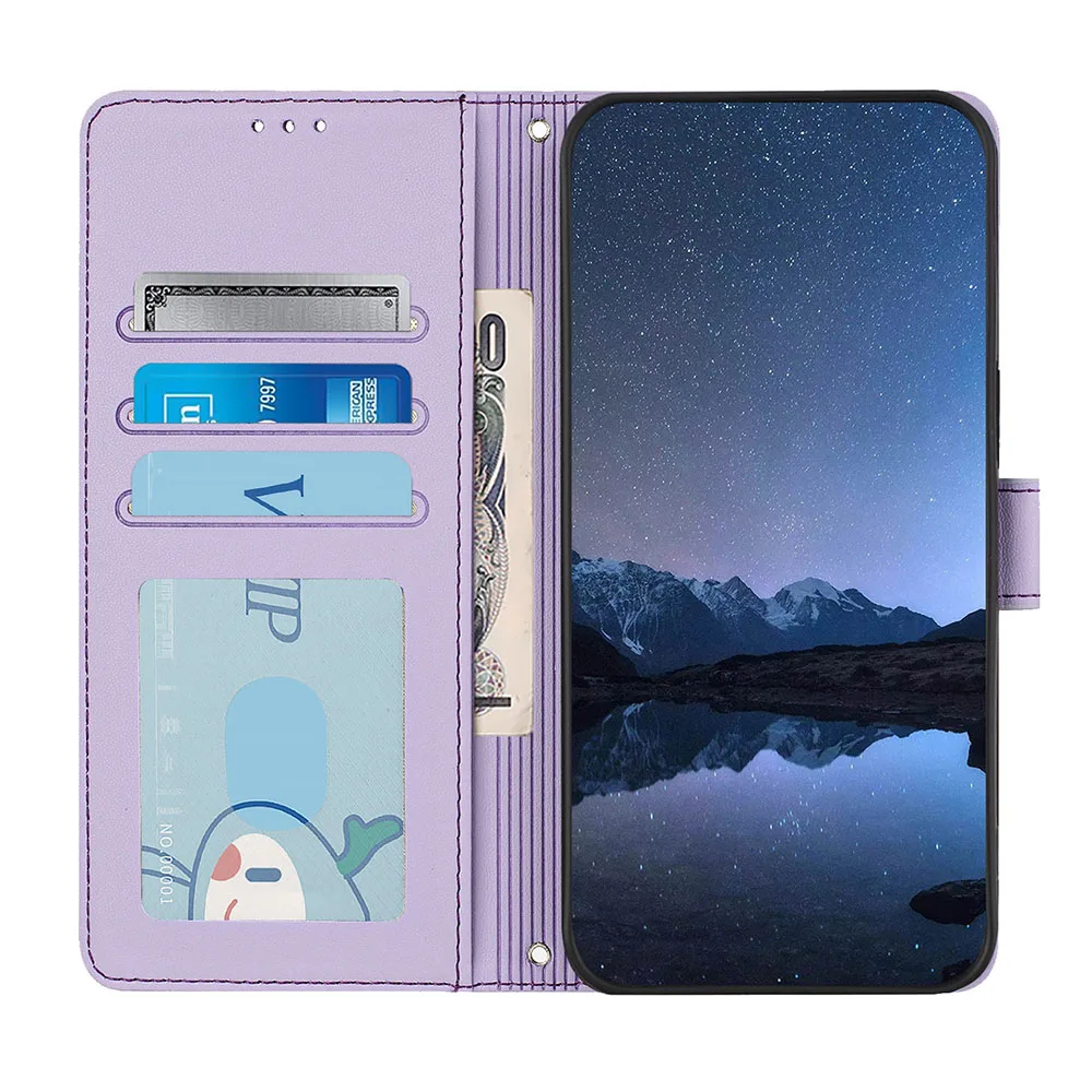 Cute Cat Pattern Wallet Flip Case with Card Slots
