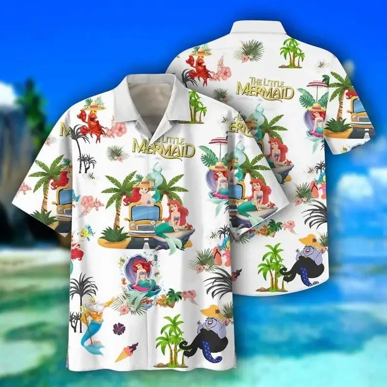 

The Little Mermaid Hawaiian Shirt Ariel Princess Hawaiian Shirt Disney Hawaiian Shirt Retro Button Short Sleeve Shirt Beachshirt