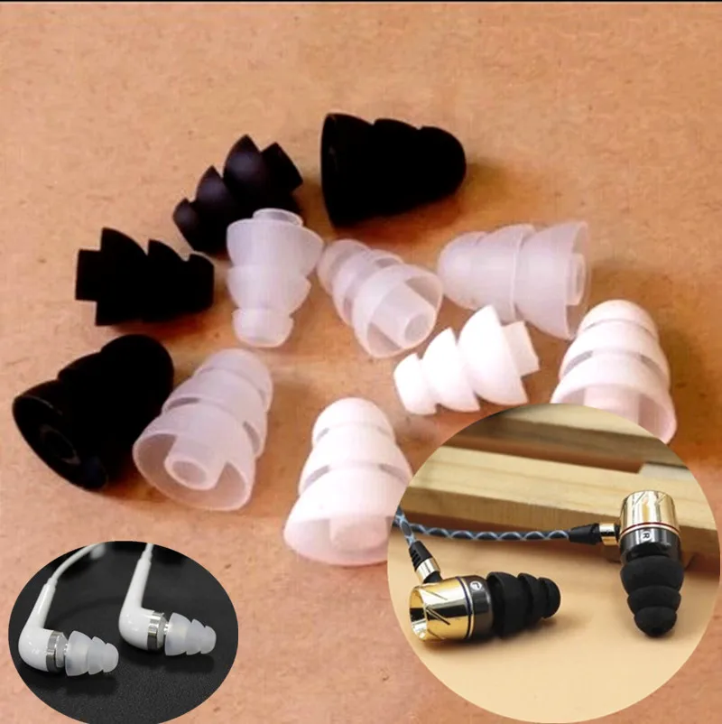 

6 Pairs Three Layer Silicone Earphone Replacement Earbud Bud Tips Earbuds Eartips Earplug Headphone Ear Pads Cushion Covers Cap