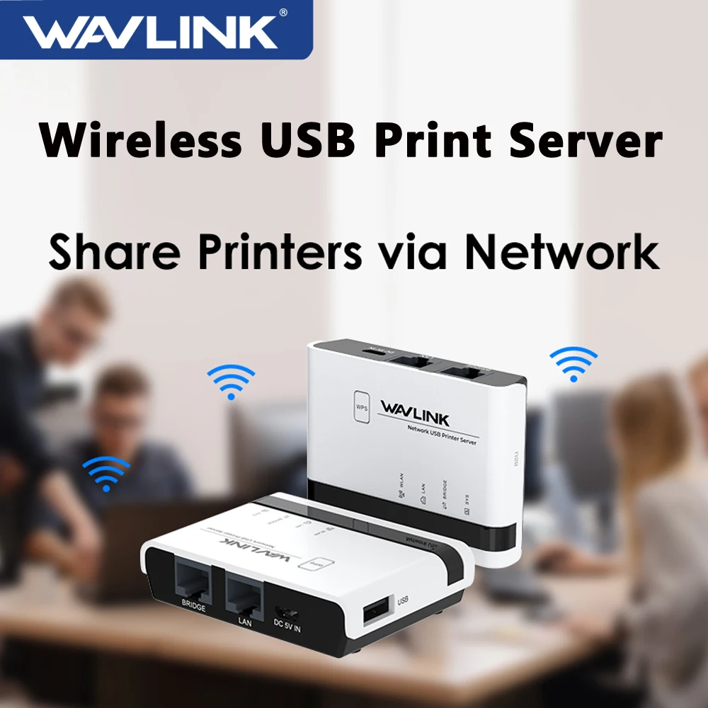 Wavlink-wireless Network Printer Servidor de Impressão Wifi Usb 2.0 480mbps Usb 2.0 Lan Bridge para Windows 10 11 xp Mac