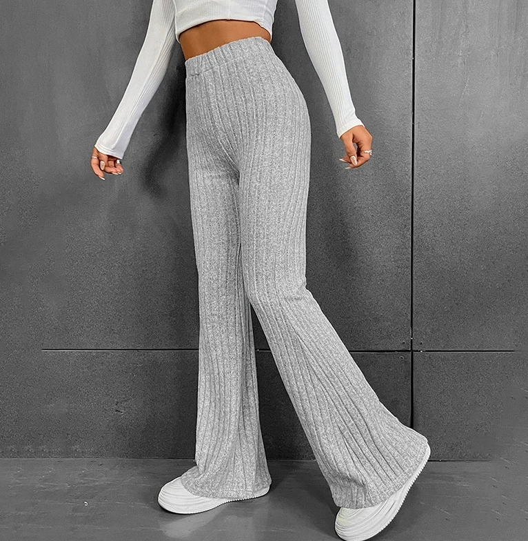 

Women Fashion Pants Micro Flared New High Waist Sports Yoga Wide Leg Pants Pit Stripe Female Spring Casual Straight Tube Trouser