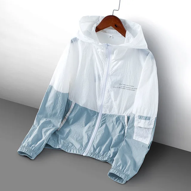 Summer Hooded Jacket Men Women Waterproof Sun Protection Clothing Fishing Hunting Clothes Quick Dry Skin Patchwork Windbreaker 1