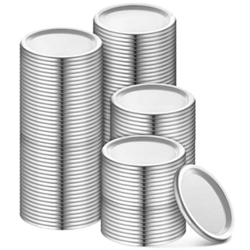 

HOT SALE 70Mm Canning Lids Jar Split-Type Lids Reusable Leak Proof Storage Solid Caps Metal Canning Jar Lids(Silver, 192)