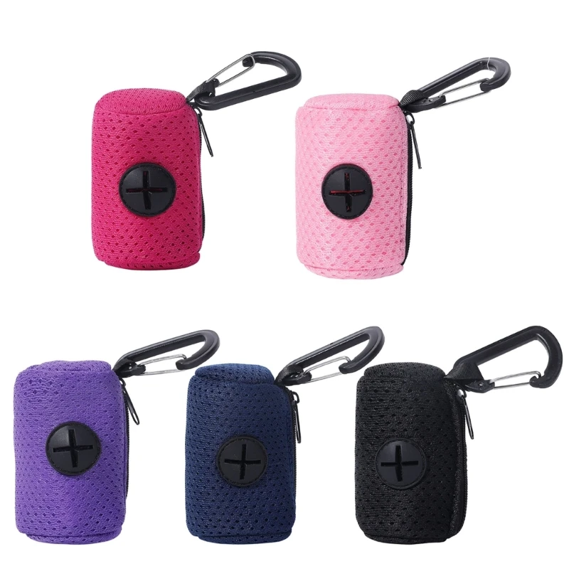 

Dog Poop Bag Dispenser Hangable MeshFabric Pet Poop Bag Holder Practical Trash Bag Dispenser for Pet Walking Drop Shipping